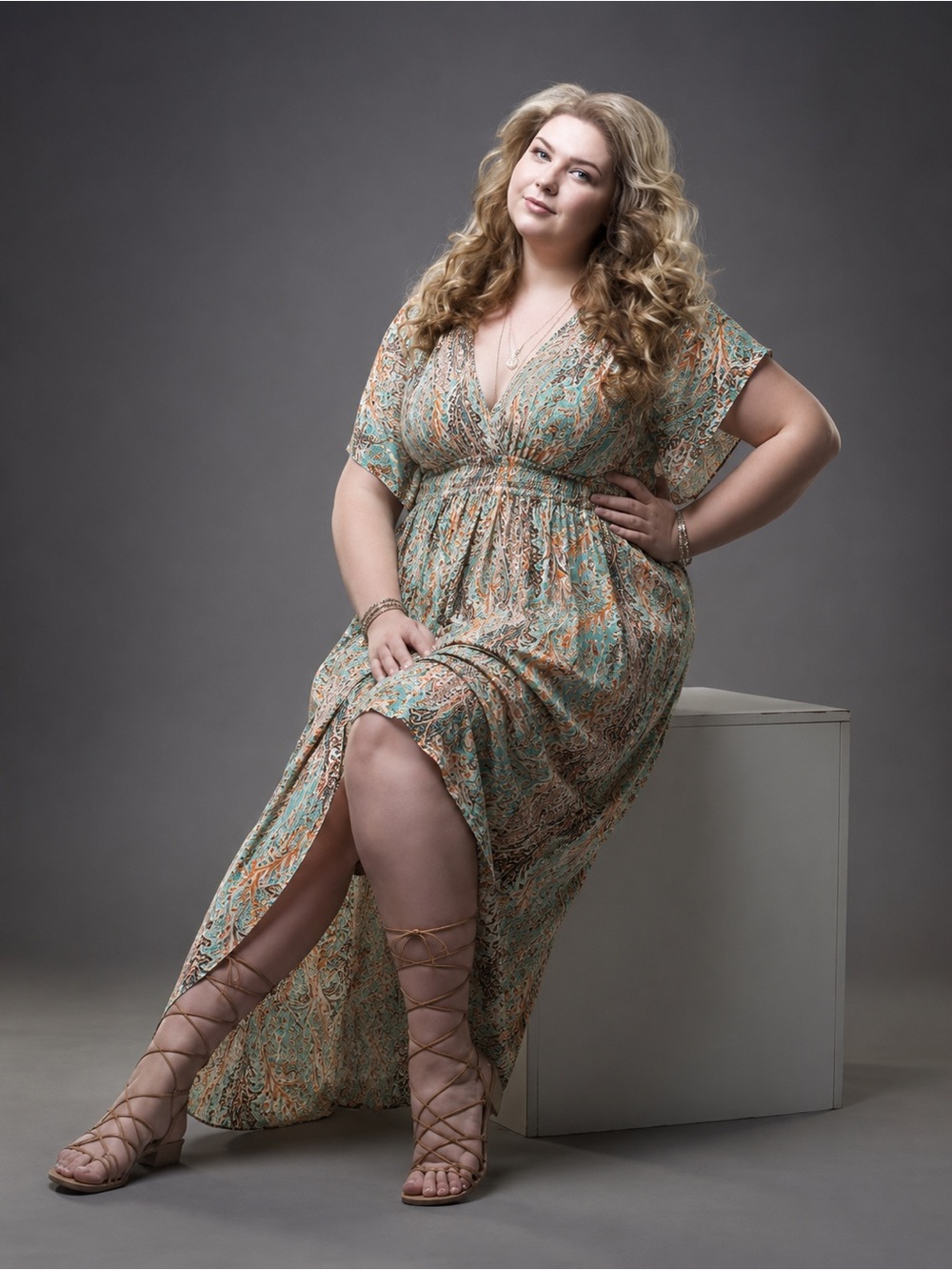 SHEIN Teal and Orange Paisley Maxi Dress